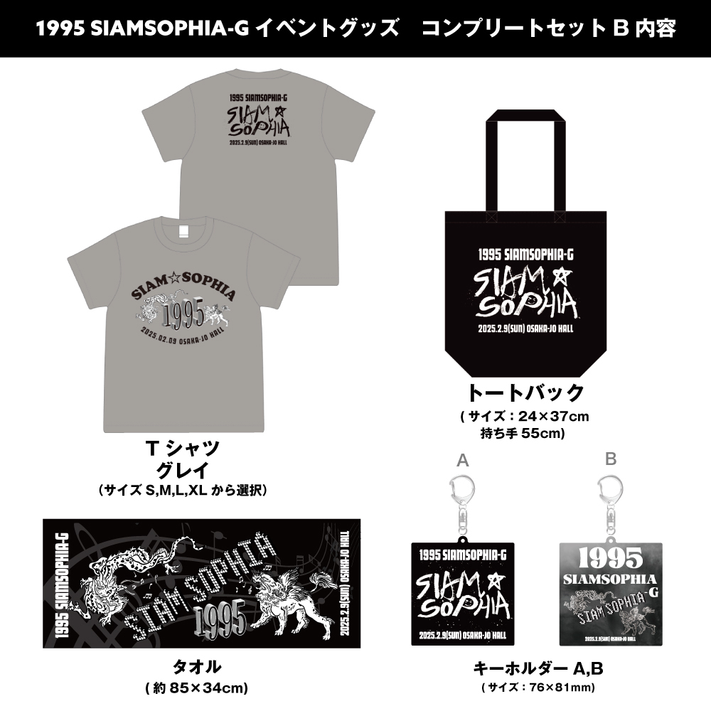 1995 SIAM SOPHIA-G  OFFICIAL GOODS　コンプリートセットB　Tシャツ グレイ